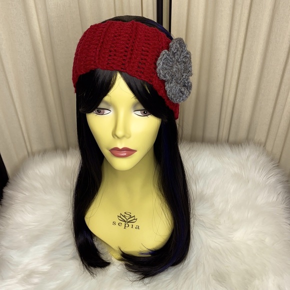 homemade Accessories - KNITTED FLORAL HEADBAND- OSFM HOMEMADE!